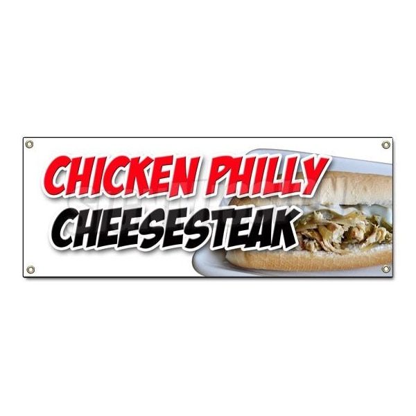 CHICKEN PHILLY CHEESESTEAK BANNER SIGN philadelphia sandwich steak hot